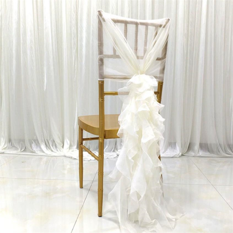 Chair Sash Organza - 竹製の椅子の装飾、キアヴァリチェアのサッシュボール、結婚式の椅子カバー、イベント、パーティー、ホテルの装飾