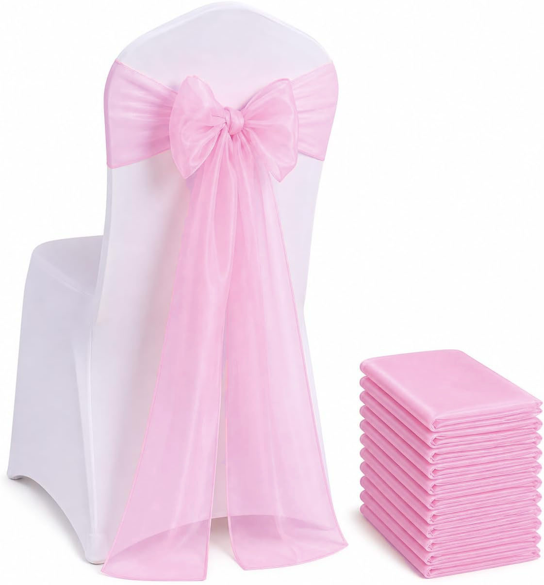 Chair Sash Organza - オーガンザチェアサッシュリボン 100/50/10個入り ユニバーサルチェアタイ結び目 ウェディングパーティー レセプションセレモニー デコレーション用