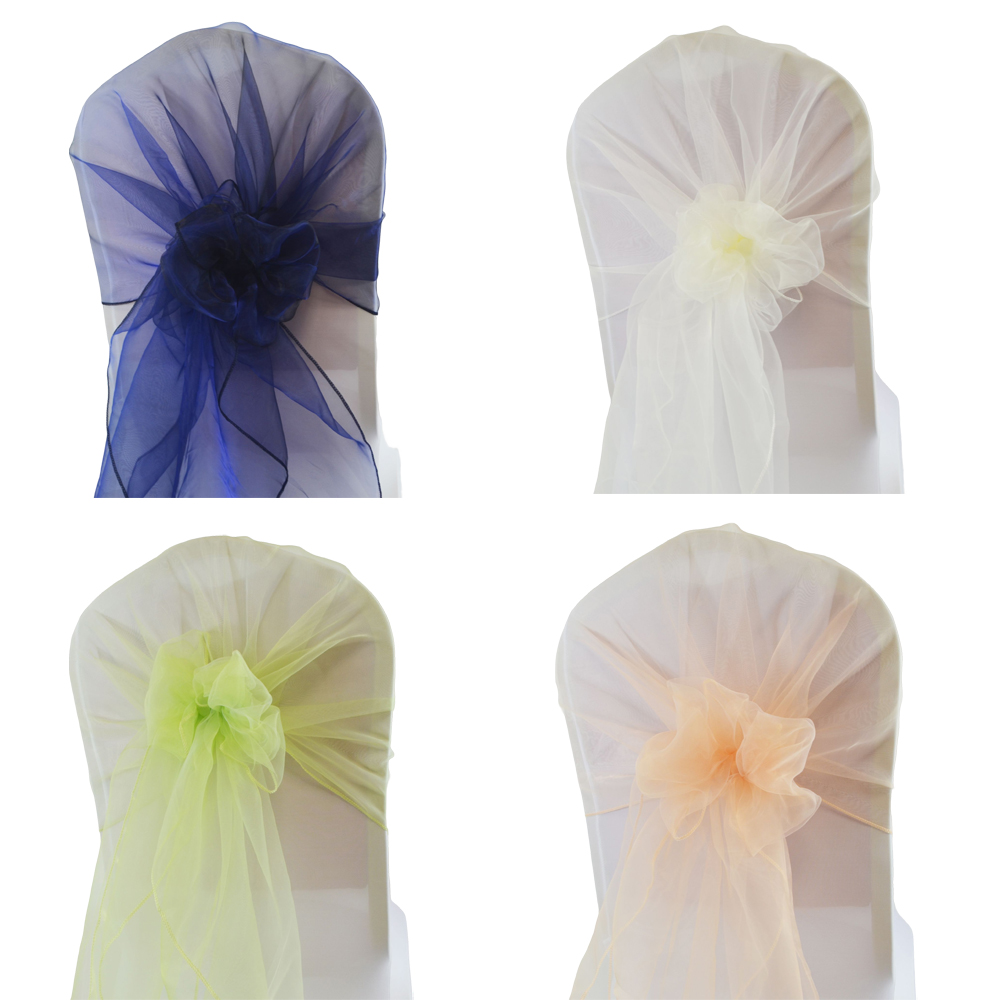 Chair Sash Organza - 65 × 275 センチメートルオーガンザ椅子サッシュウェディングパーティーの装飾クリスマス誕生日宴会イベントチュール蝶ネクタイ椅子バンドネクタイサッシ