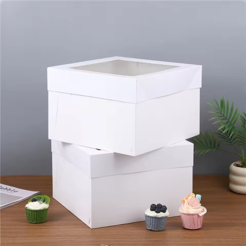 Wedding Supply.Box - yes2/4/6 個使い捨て白いケーキボックス窓付き結婚式誕生日使い捨て白いケーキボックス収納ショップ装飾用品