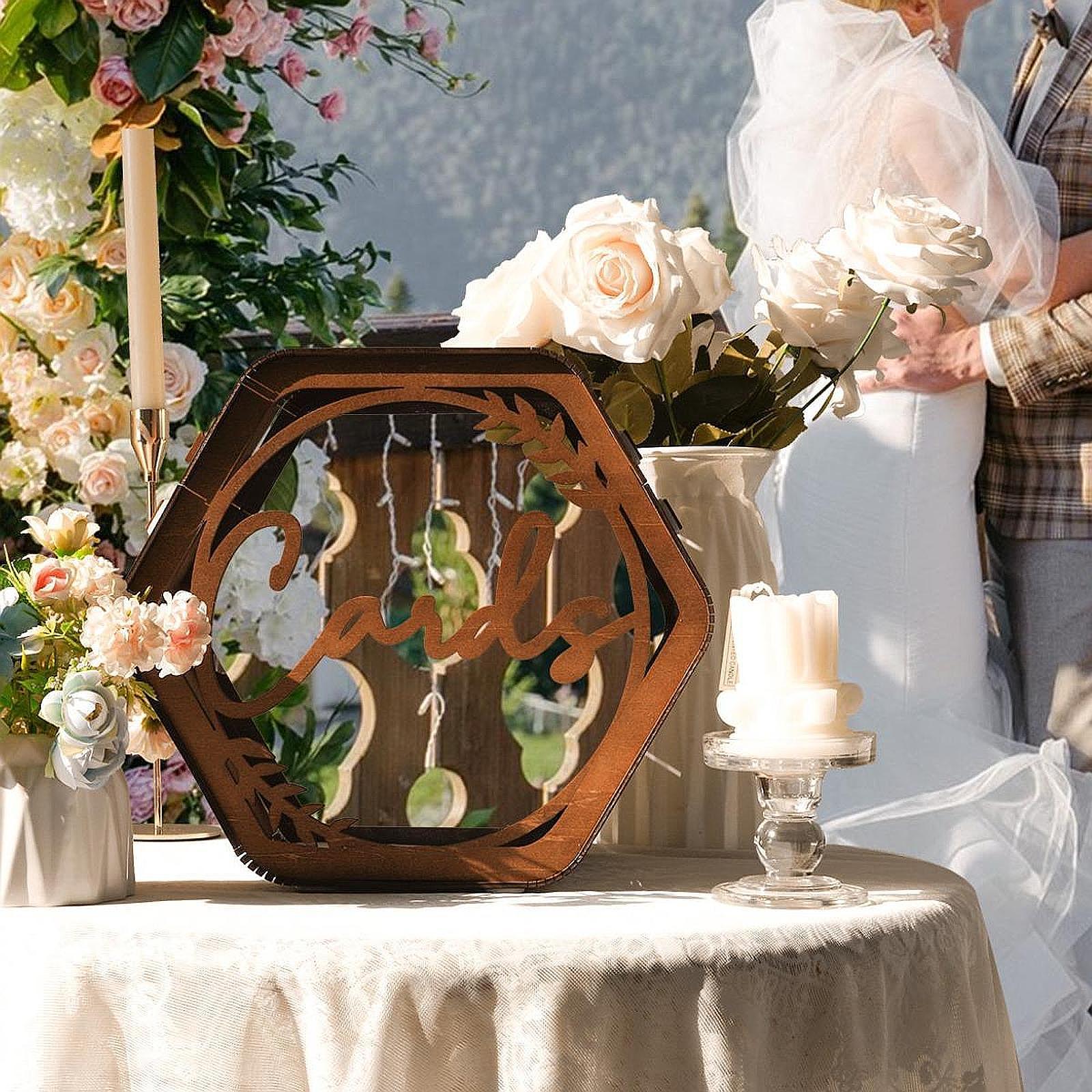 Wedding Card Box - 結婚式のカードボックス 封筒型マネーボックス センターピース 素朴なカードコレクション 木製ギフトカードボックス 結婚式パーティー