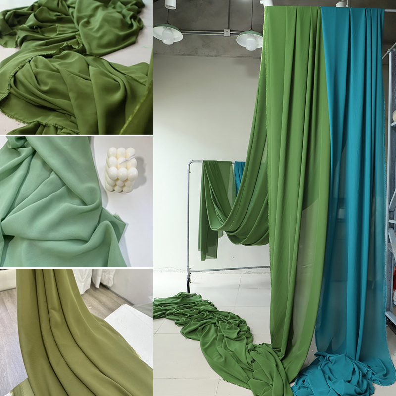 Wedding Backdrop Curtain - アボカドグリーンのシフォン生地,ブライダルパーティーの装飾,手作り,背景,カーテンドレス,生地素材