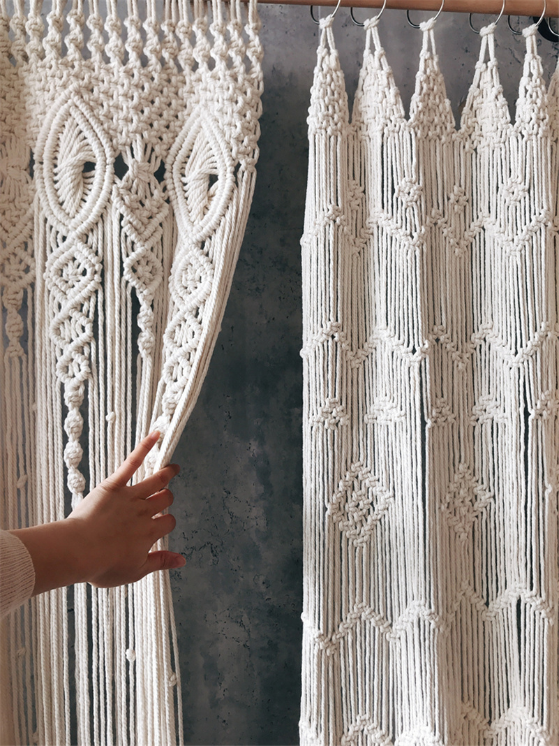 Wedding Backdrop Curtain - ボヘミアンマクラメの手織りの綿のドアと窓のカーテン,壁に掛けるタペストリー,結婚式の装飾