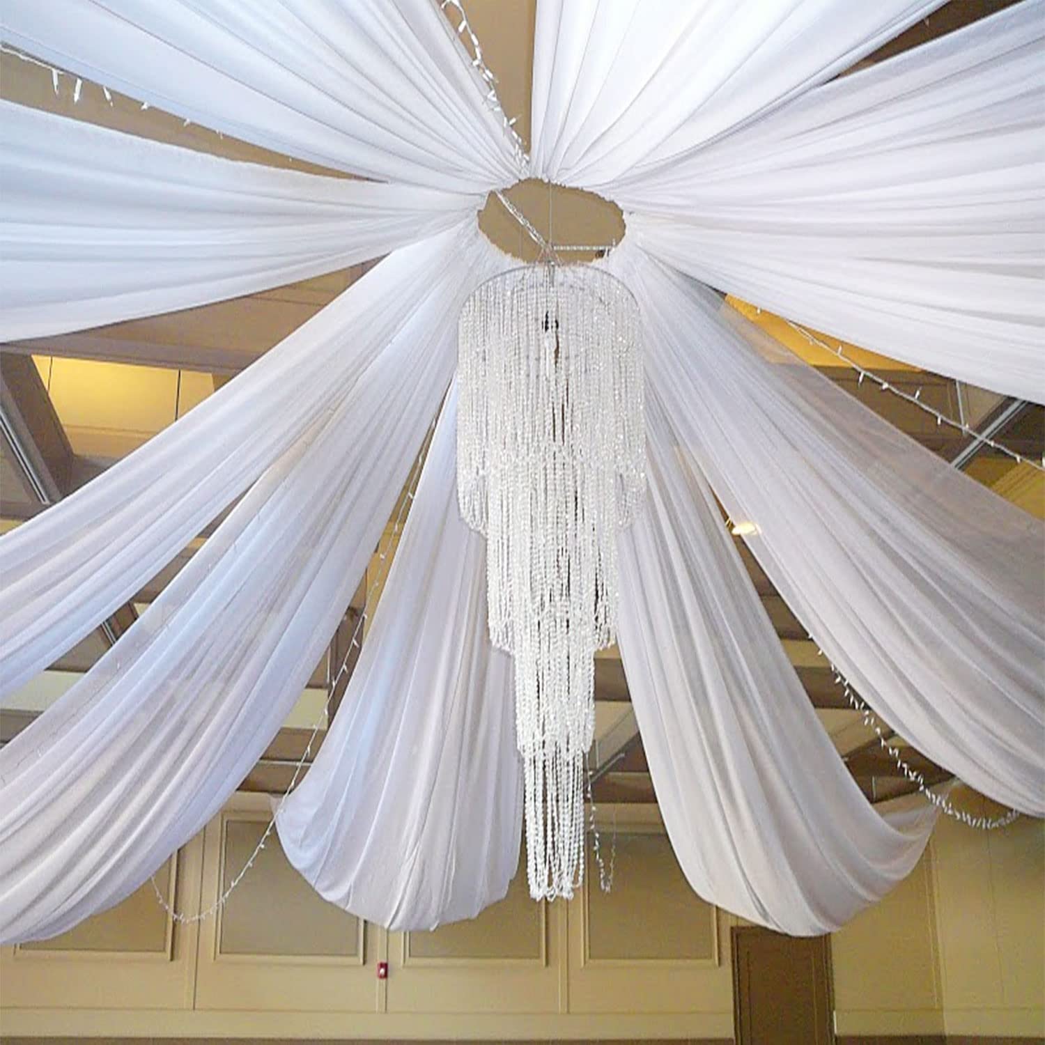 Wedding Backdrop Curtain - 式典用の純粋なシフォンカーテン,結婚式のアーチの装飾,ドレープ,屋根,チュール,背景,パーティー用品,結婚式の装飾