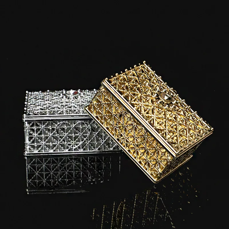 Wedding Supply.Box - 24 ピース/セットゴールドとシルバーのプラスチック金箔ケーキキャンディボックス結婚式ウェディングベビーシャワーギフト長方形ギフトボックスパーティー用品
