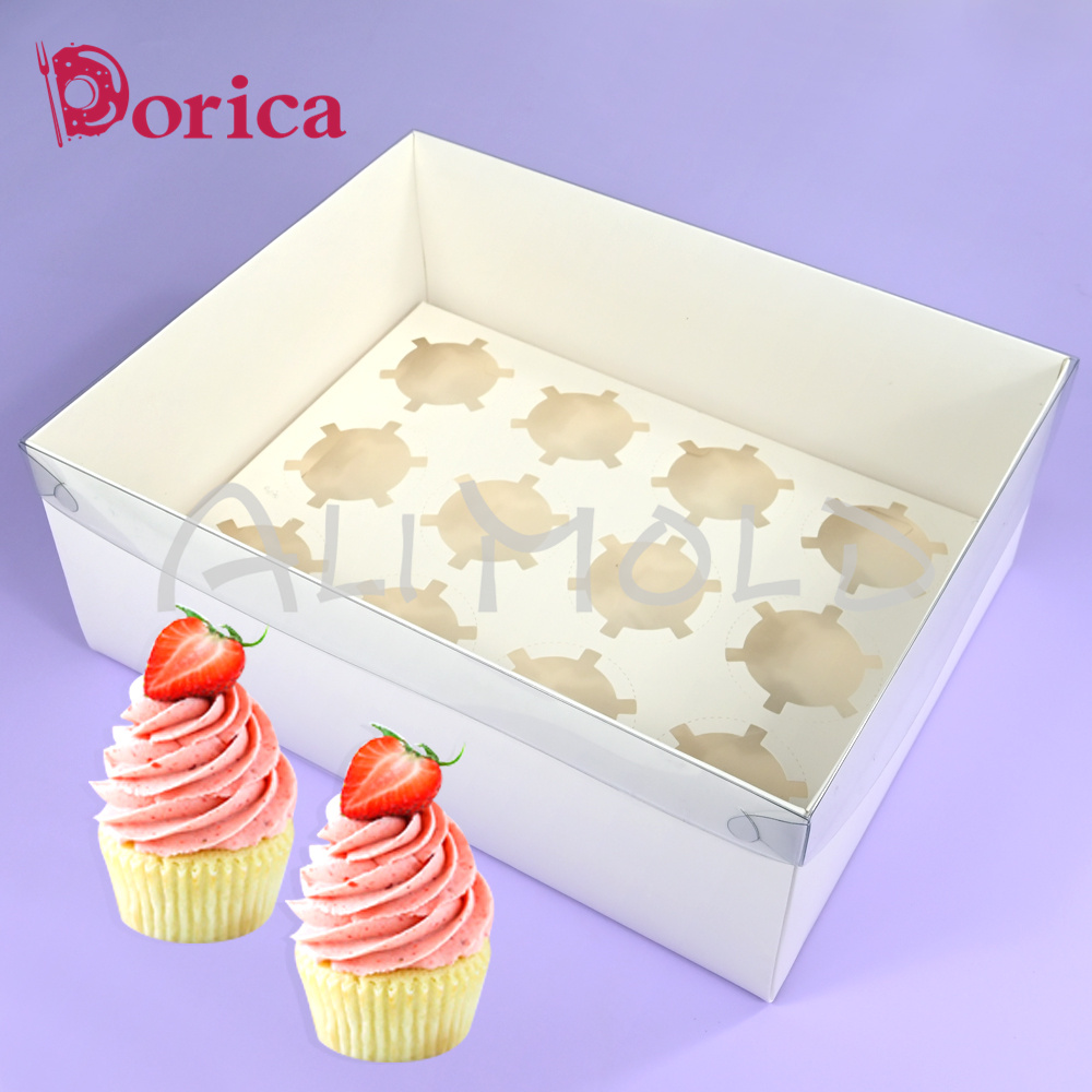 Wedding Supply.Box - ふた付きカップケーキケーキボックス、おやつ、デザート、ペストリー、ベーキング、サプライケース、誕生日、結婚式、記念日、5パック、6、12穴に適しています