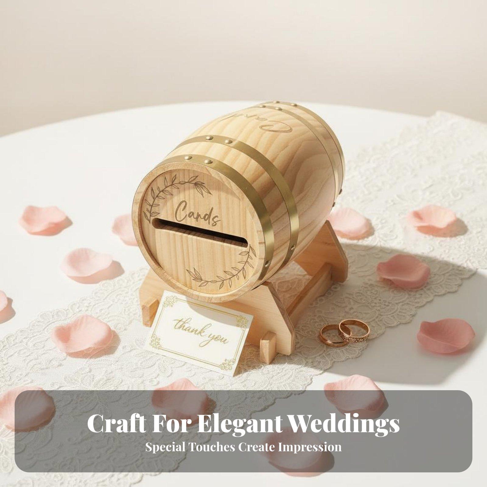 Wedding Card Box - 素朴な無垢材のカードボックス、樽型の封筒ホルダー、結婚式、パーティーの招待状、ギフトコレクション、イベント用