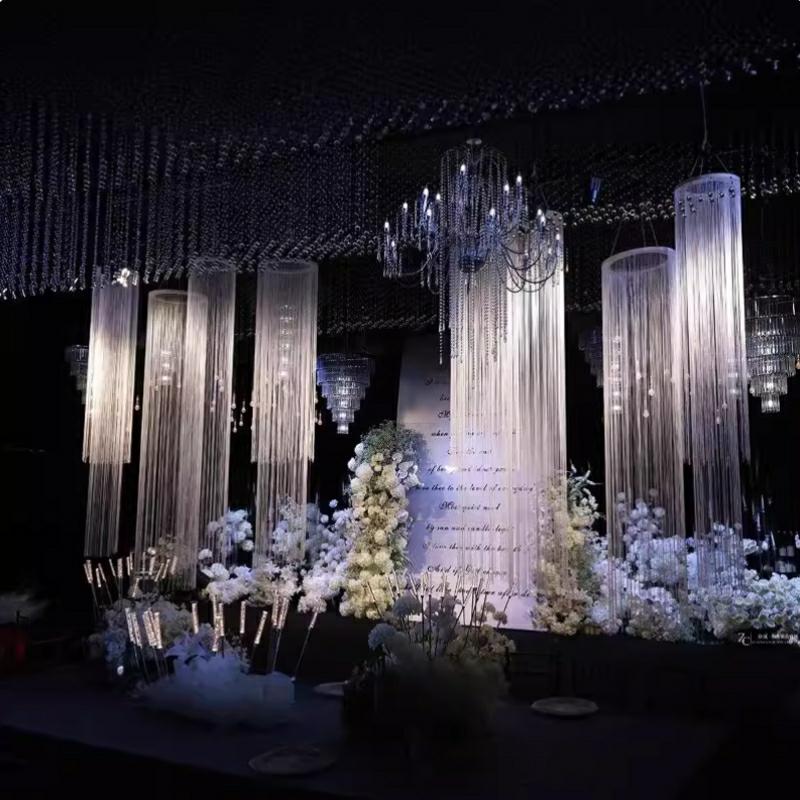 3PCS ホワイト暗号化ラインカーテン、結婚式場の背景、ステ - Wedding Backdrop Curtain のレビューと価格