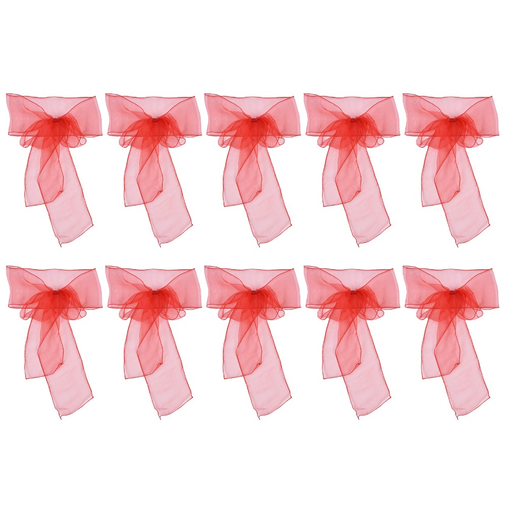 10 個ブルー、レッド、イエロー、パープルオーガンザウェディ - Chair Sash Organza のレビューと価格