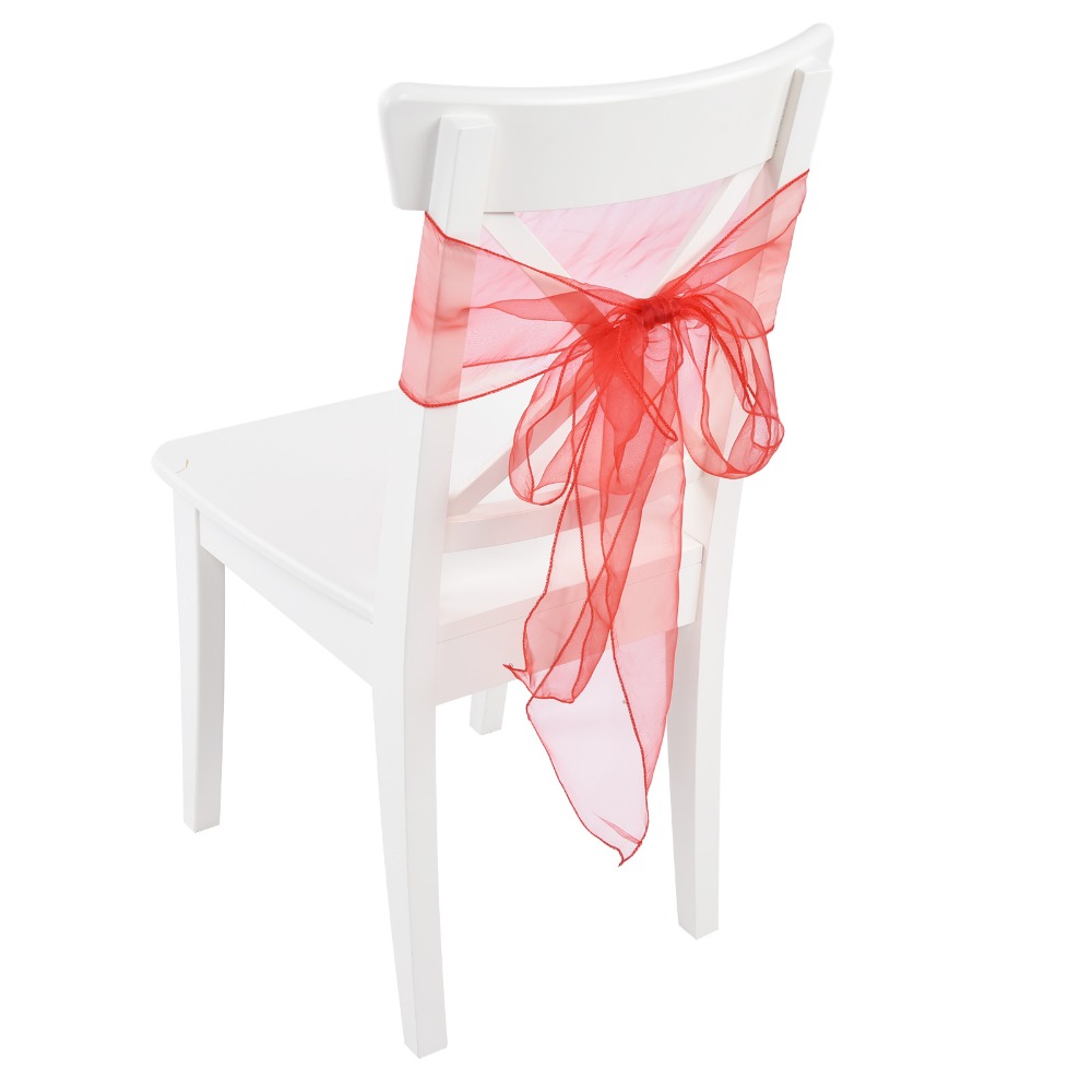 10 個ブルー、レッド、イエロー、パープルオーガンザウェディ - Chair Sash Organza のレビューと価格