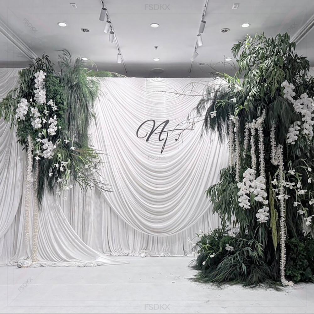 FSDKX 格安 ホワイト アイスシルク生地 ウェディングパ - Wedding Backdrop Curtain のレビューと価格