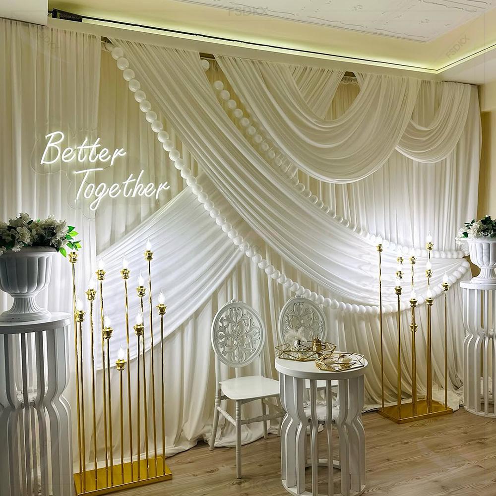 FSDKX 格安 ホワイト アイスシルク生地 ウェディングパ - Wedding Backdrop Curtain のレビューと価格