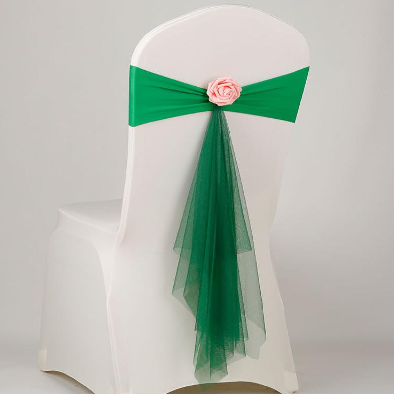 1ピースオーガンザチェアカバー、フラワー付きスパンデックスオ - Chair Sash Organza のレビューと価格