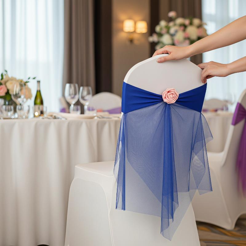 オーガンザチェアサッシュ1枚、フラワースパンデックスオーガン - Chair Sash Organza のレビューと価格