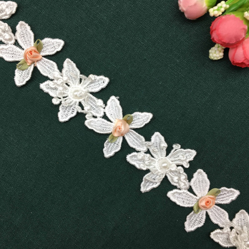 ドレス用の可溶性真珠の花のレース,レースのトリムリボン,結婚 - Wedding Water Supply のレビューと価格