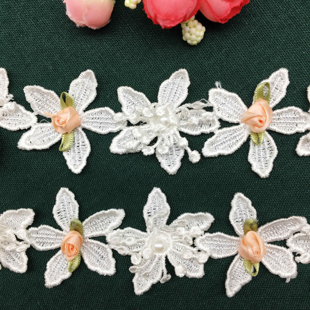ドレス用の可溶性真珠の花のレース,レースのトリムリボン,結婚 - Wedding Water Supply のレビューと価格
