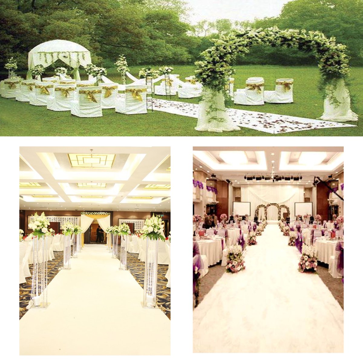 結婚披露宴,レジャー,結婚式のための白いカーペット,滑り止め - Aisle Runner White のレビューと価格