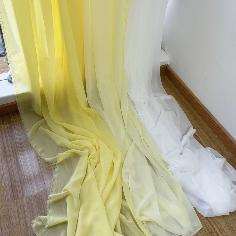 結婚式のパーティーの装飾用のシフォン生地,白,黄色,白,手作 - Wedding Backdrop Curtain のレビューと価格