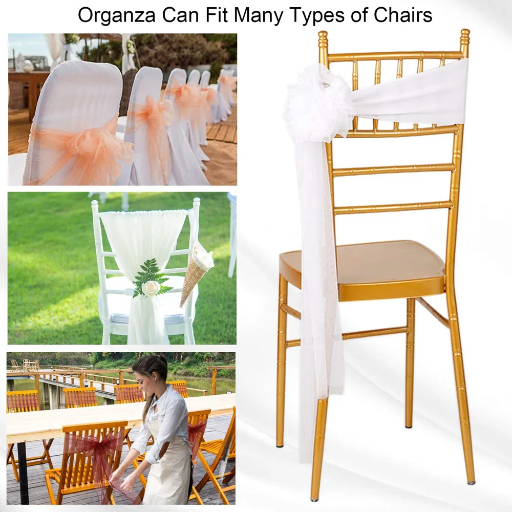 卸売 10/50 パックオーガンザ宴会椅子サッシュサッシュ蝶 - Chair Sash Organza のレビューと価格