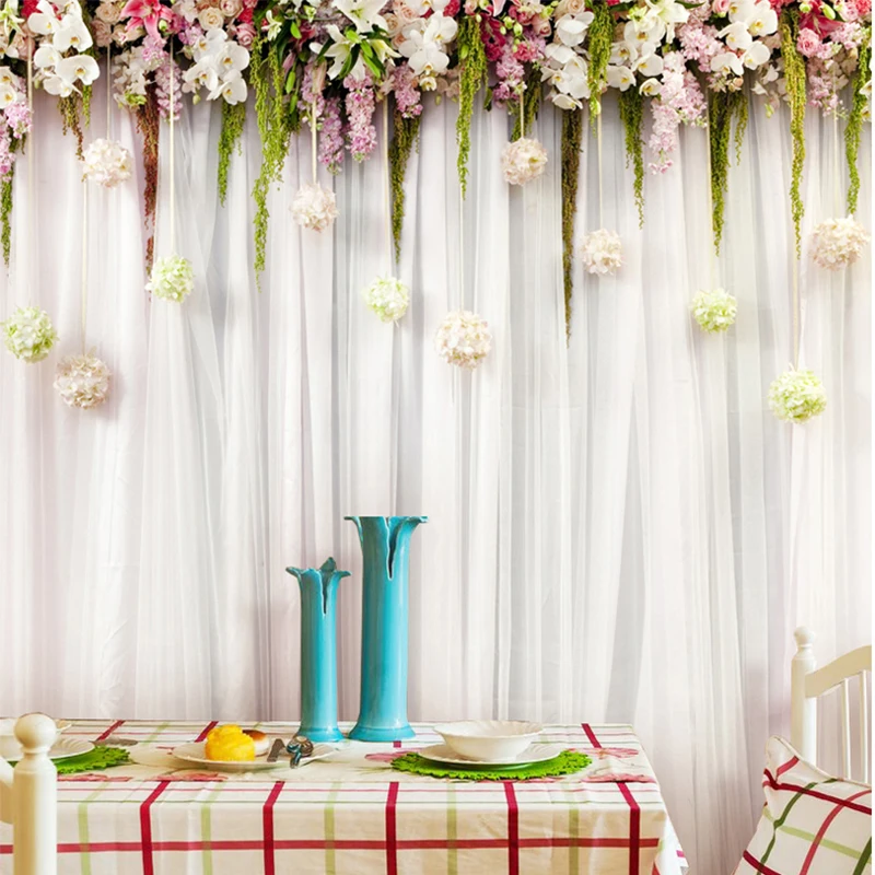カスタム壁布ファッション花カーテン写真壁画壁紙寝室の結婚式の - Wedding Backdrop Curtain のレビューと価格