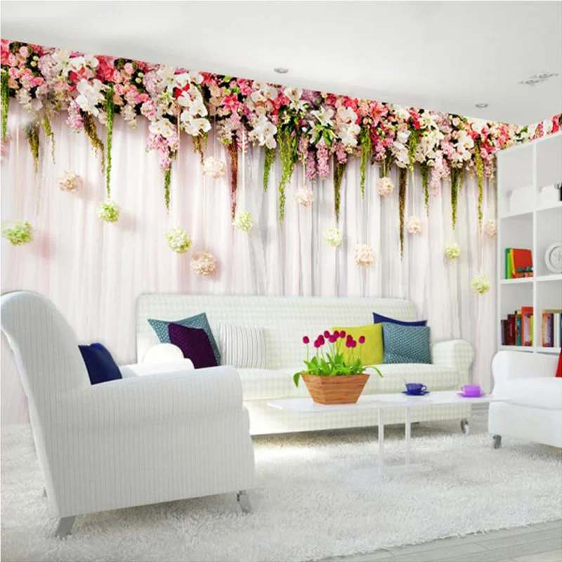 カスタム壁布ファッション花カーテン写真壁画壁紙寝室の結婚式の - Wedding Backdrop Curtain のレビューと価格