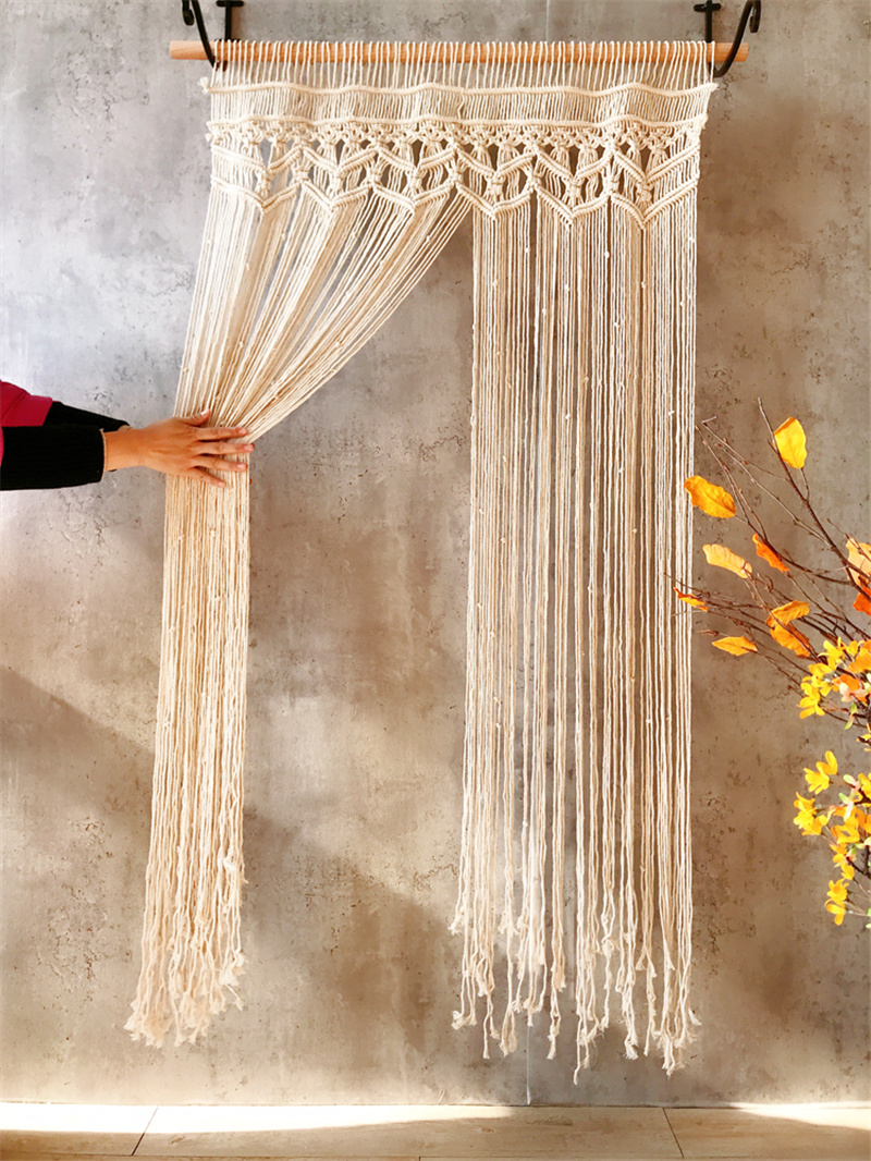 ボヘミアンマクラメの手織りの綿のドアと窓のカーテン,壁に掛け - Wedding Backdrop Curtain のレビューと価格