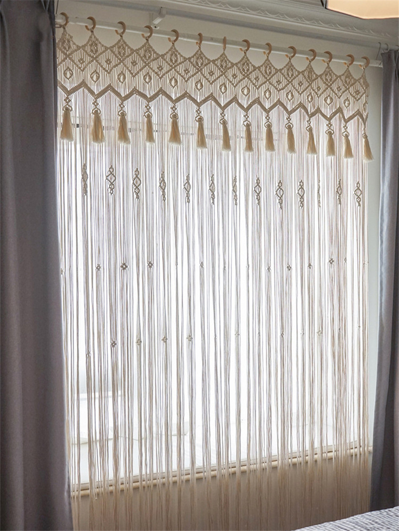 ボヘミアンマクラメの手織りの綿のドアと窓のカーテン,壁に掛け - Wedding Backdrop Curtain のレビューと価格