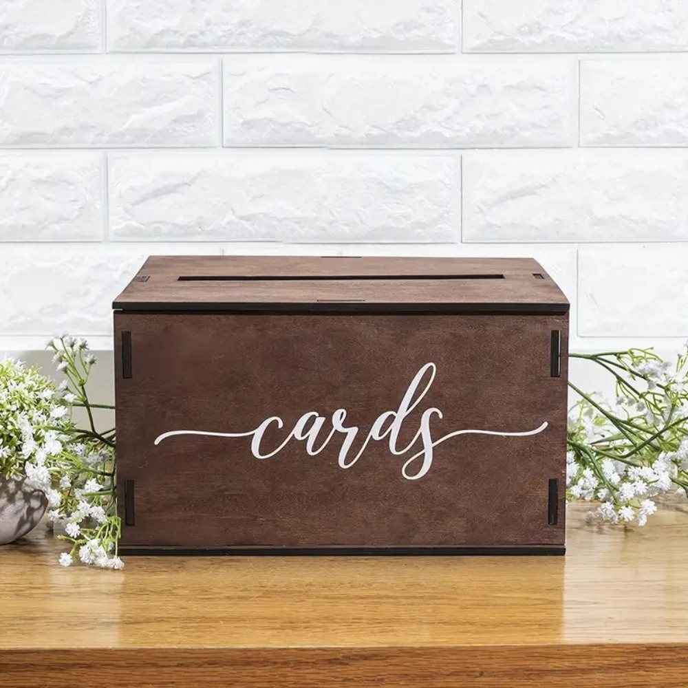 新しい木製ウェディングカードボックス蓋付き装飾ギフトカード収 - Wedding Card Box のレビューと価格