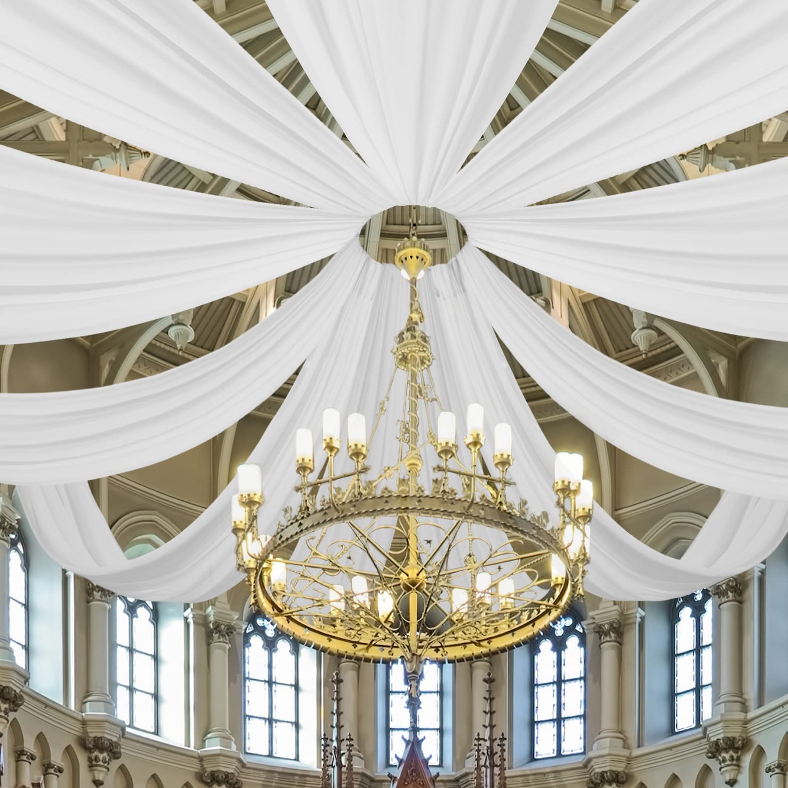 式典用の純粋なシフォンカーテン,結婚式のアーチの装飾,ドレー - Wedding Backdrop Curtain のレビューと価格