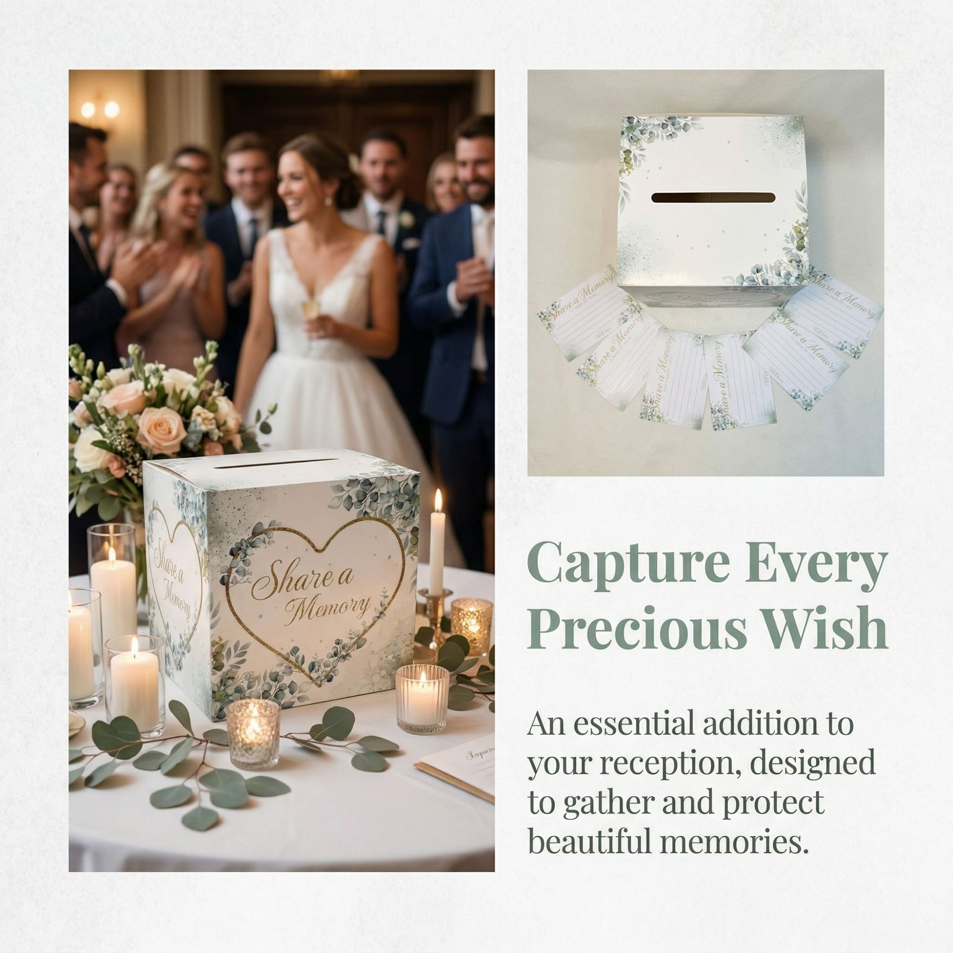 白い花柄のウェディングカードボックス、ブライダルベビーシャワ - Wedding Card Box のレビューと価格