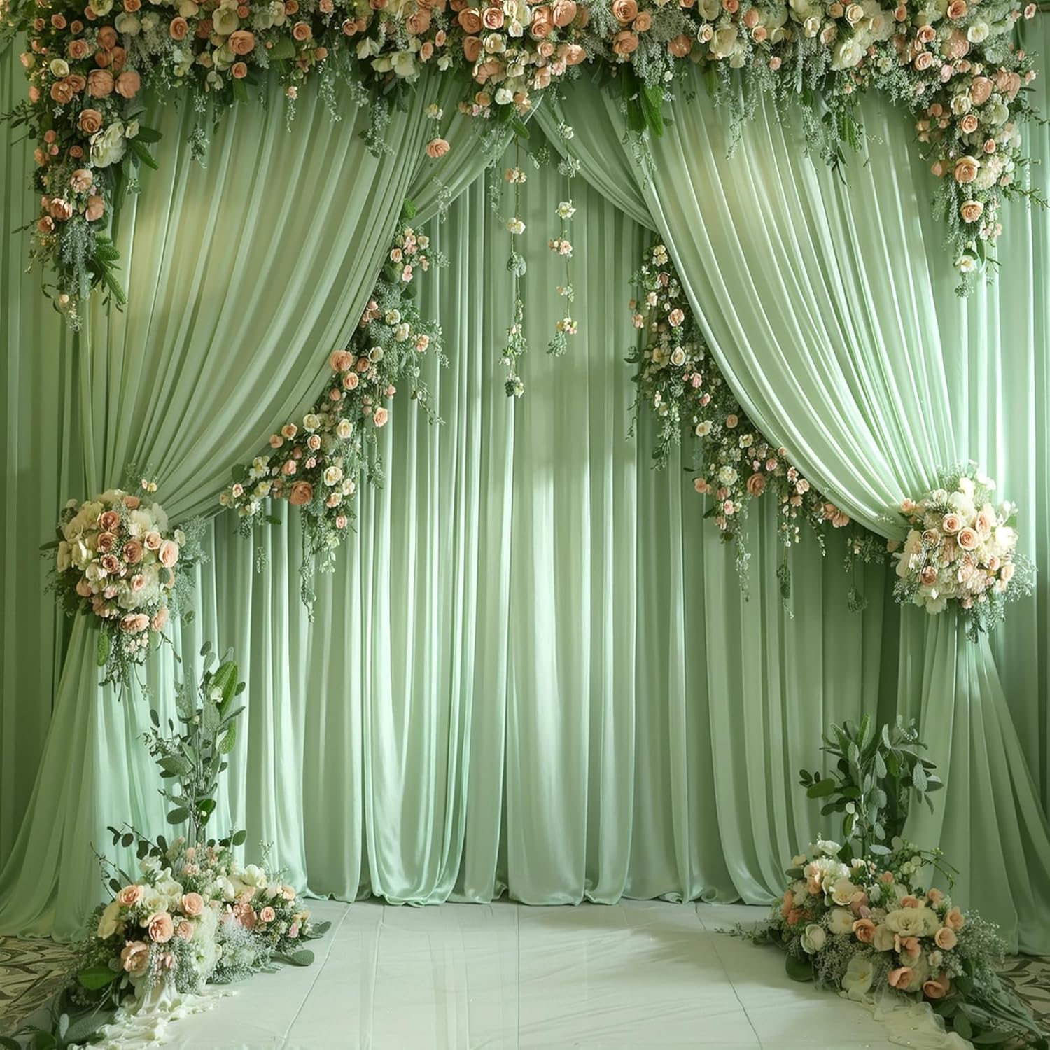 パーティー用ホワイト背景幕カーテン - ベビーシャワー誕生日 - Wedding Backdrop Curtain のレビューと価格
