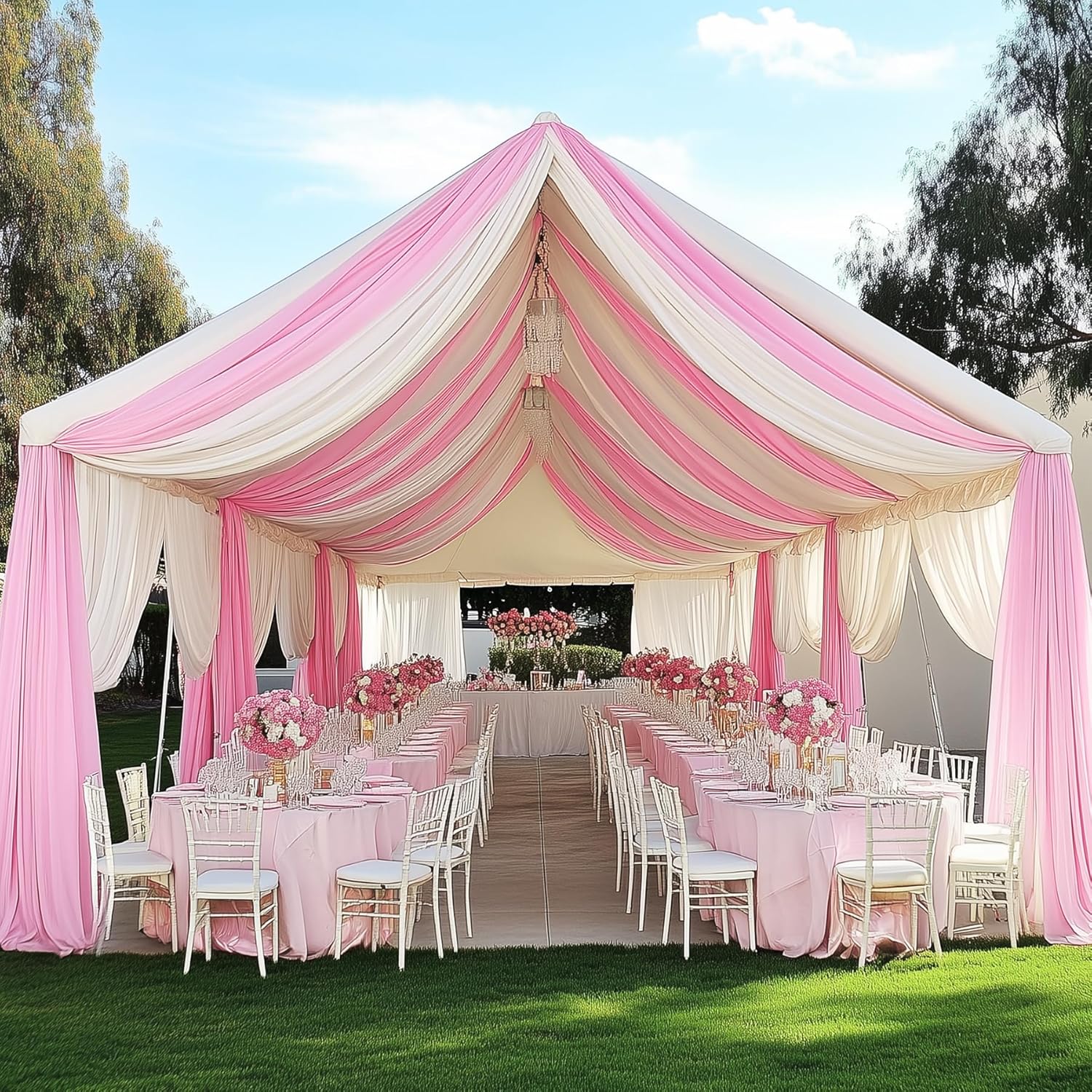パーティー用ホワイト背景幕カーテン - ベビーシャワー誕生日 - Wedding Backdrop Curtain のレビューと価格