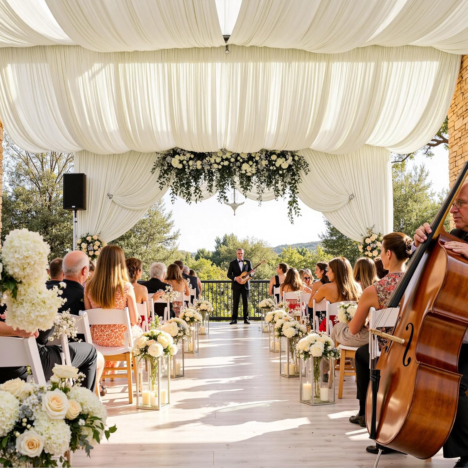 パーティー用ホワイト背景幕カーテン - ベビーシャワー誕生日 - Wedding Backdrop Curtain のレビューと価格