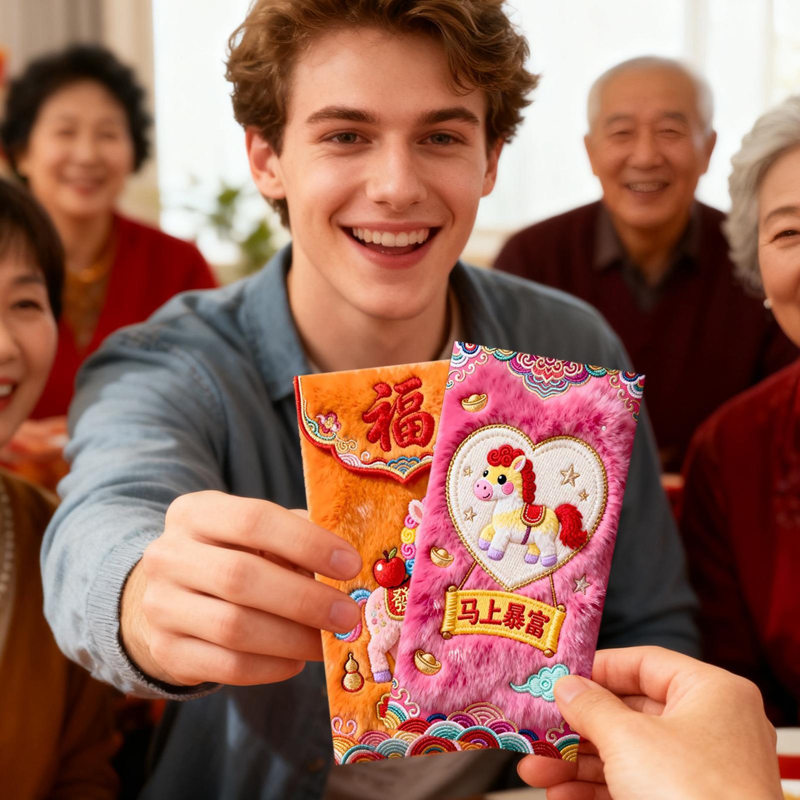 中国の旧正月の赤い封筒 6枚入り 2026年中国の幸運の赤い - Wedding Envelopes のレビューと価格