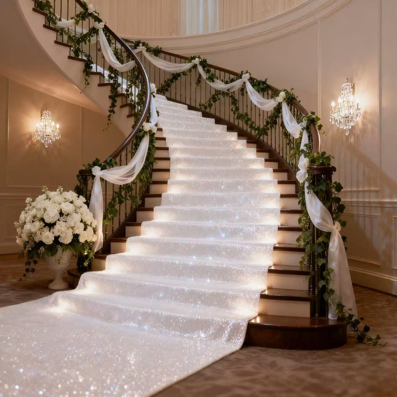 エレガントな白い輝く結婚式の通路、結婚式、バレンタインデー、 - Aisle Runner White のレビューと価格