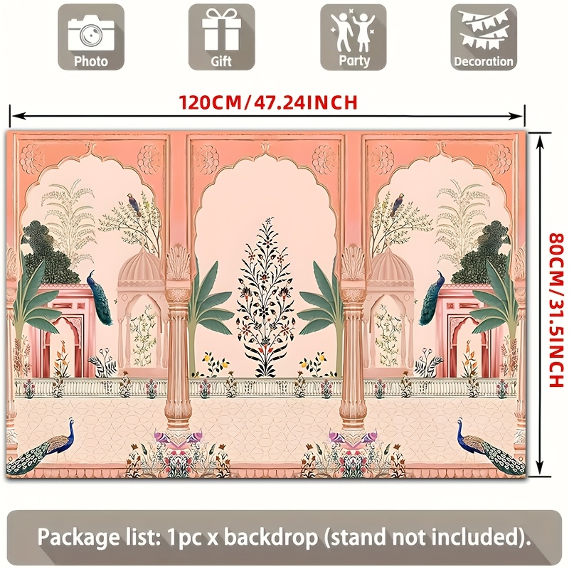 華やかなムガル風花柄孔雀の背景幕、結婚式パーティーイベント装 - Wedding Backdrop Curtain のレビューと価格
