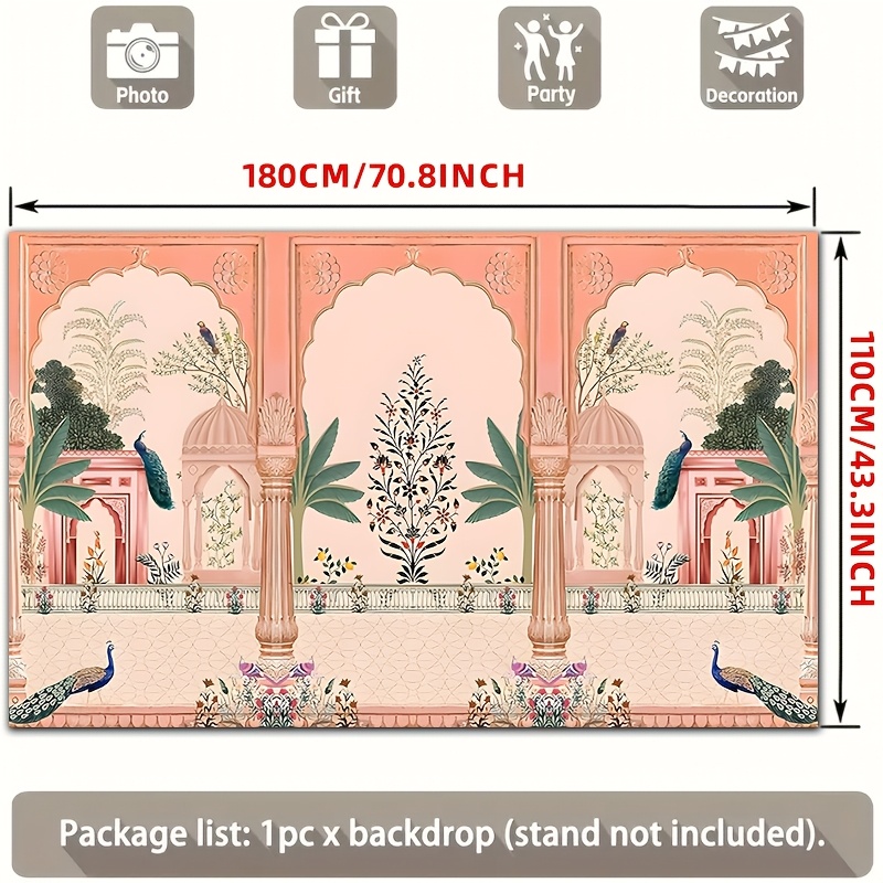 華やかなムガル風花柄孔雀の背景幕、結婚式パーティーイベント装 - Wedding Backdrop Curtain のレビューと価格