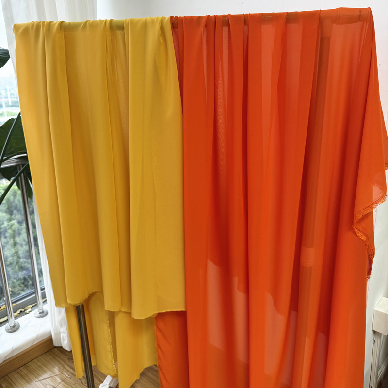 結婚式のパーティーの装飾用のシフォン生地,黄色,オレンジ,手 - Wedding Backdrop Curtain のレビューと価格