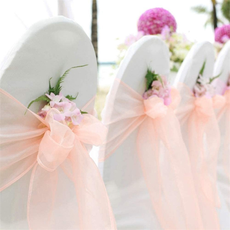 10/50/100 個の結婚式の椅子の装飾オーガンザ椅子サッ - Chair Sash Organza のレビューと価格