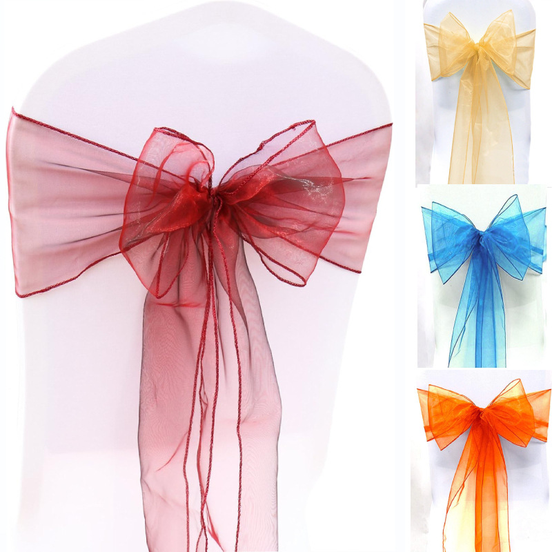 10/50/100 個の結婚式の椅子の装飾オーガンザ椅子サッ - Chair Sash Organza のレビューと価格