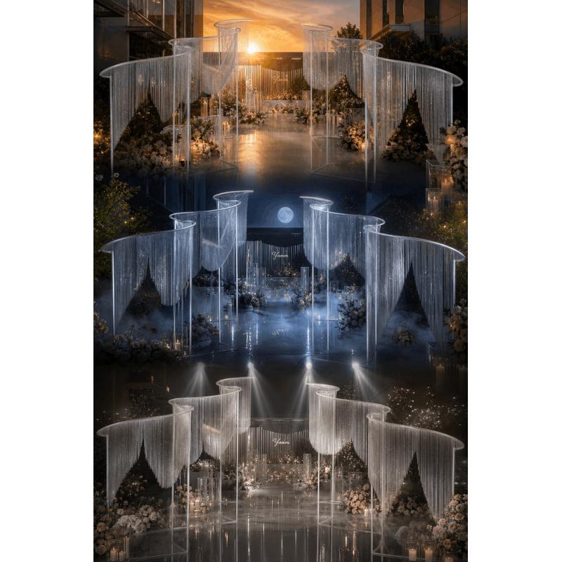 高さ240～300cmの豪華なS字型鉄製アーチとラインカーテ - Wedding Backdrop Curtain のレビューと価格