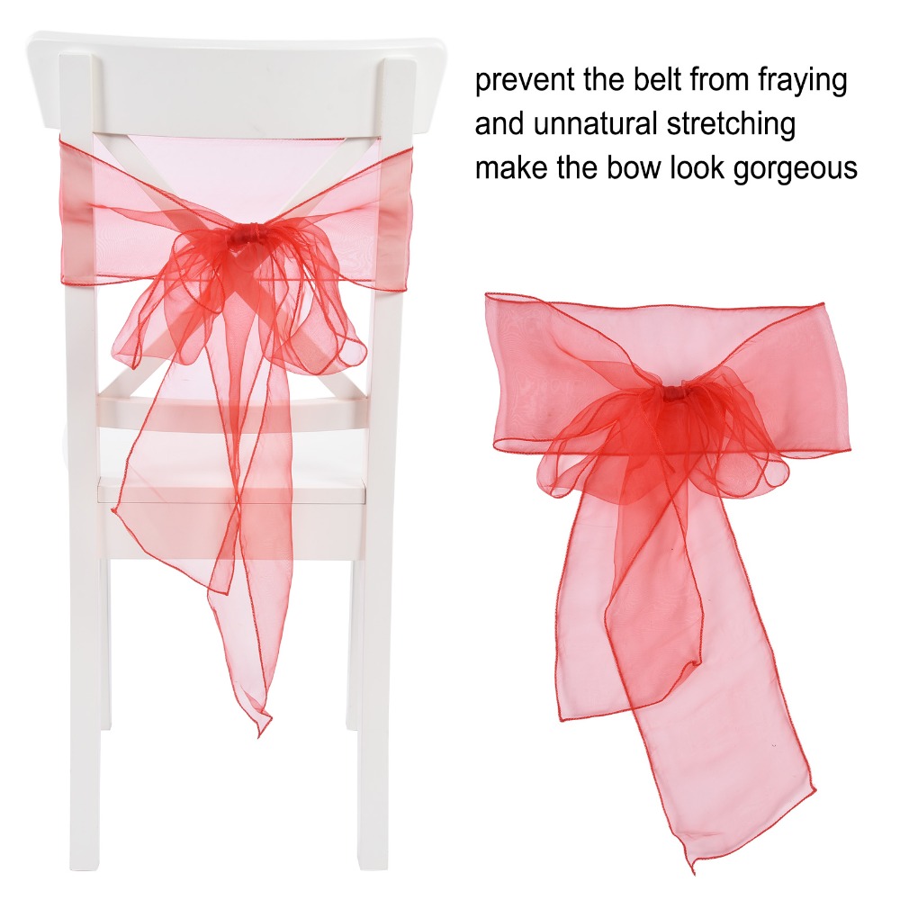 10 個青、赤、黄、紫のオーガンザ結婚式の椅子サッシュオーガ - Chair Sash Organza のレビューと価格