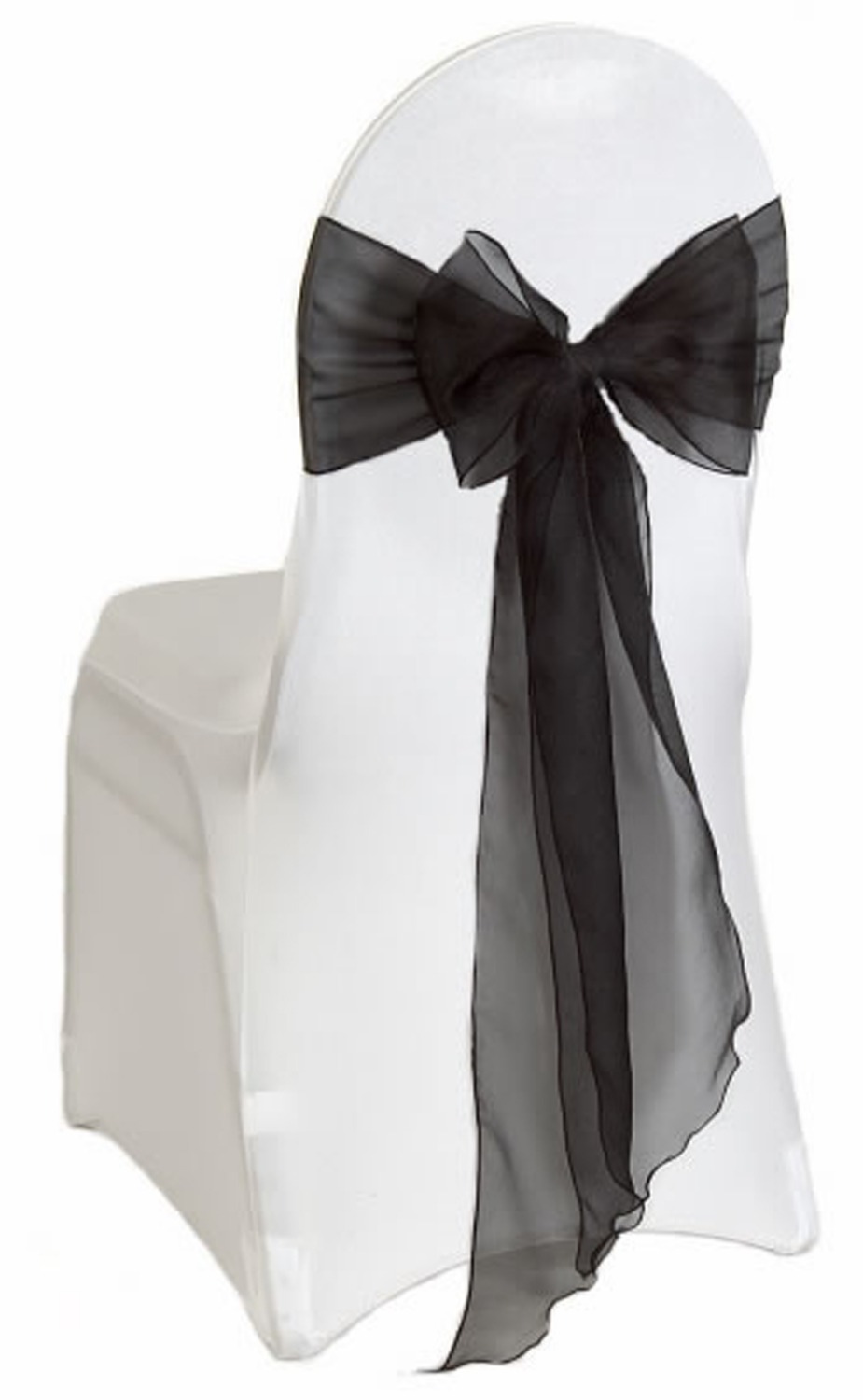 新しい椅子弓50ピース/ロット黒オーガンザ椅子サッシ結婚式や - Chair Sash Organza のレビューと価格