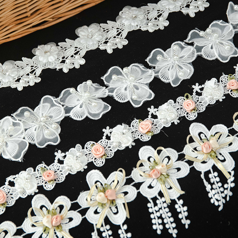 3D花の刺繍が施されたレース生地,ウェディングドレスの装飾, - Wedding Water Supply のレビューと価格