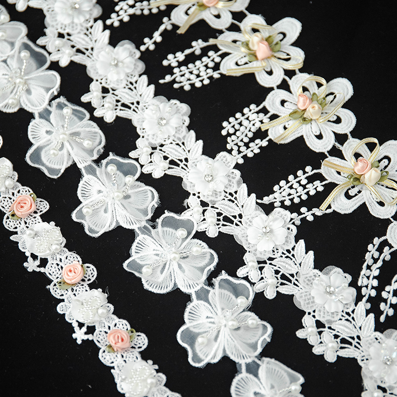 3D花の刺繍が施されたレース生地,ウェディングドレスの装飾, - Wedding Water Supply のレビューと価格